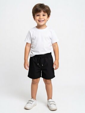 Boy’s Quick Dry Black Elastic Waist Shorts